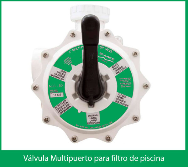 Válvula multipuerto para filtro de piscina